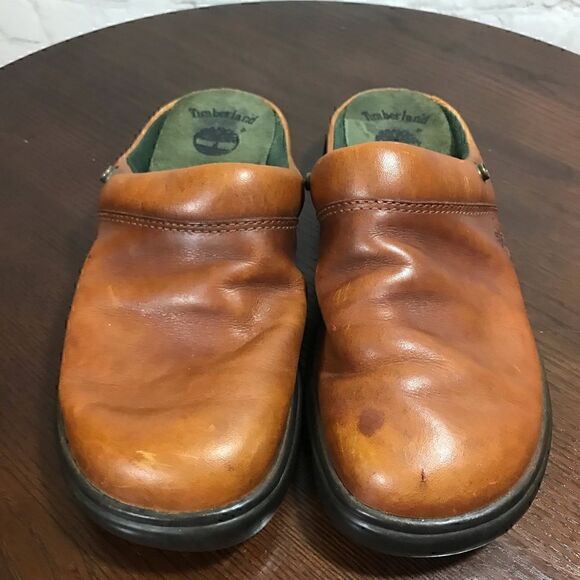 TIMBERLAND cognac leather clogs size 6 - Picture 2 of 8